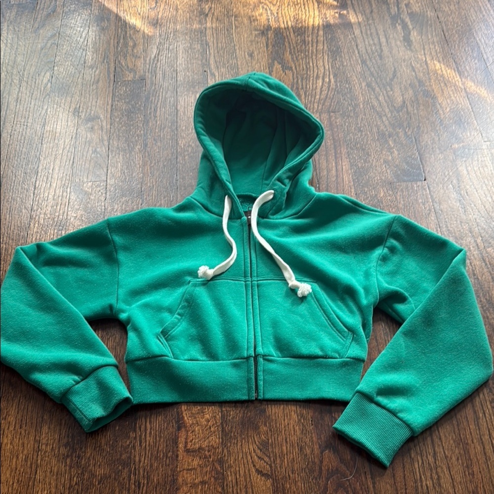 Katie J NYC Green Cropped Hoodie tween size small